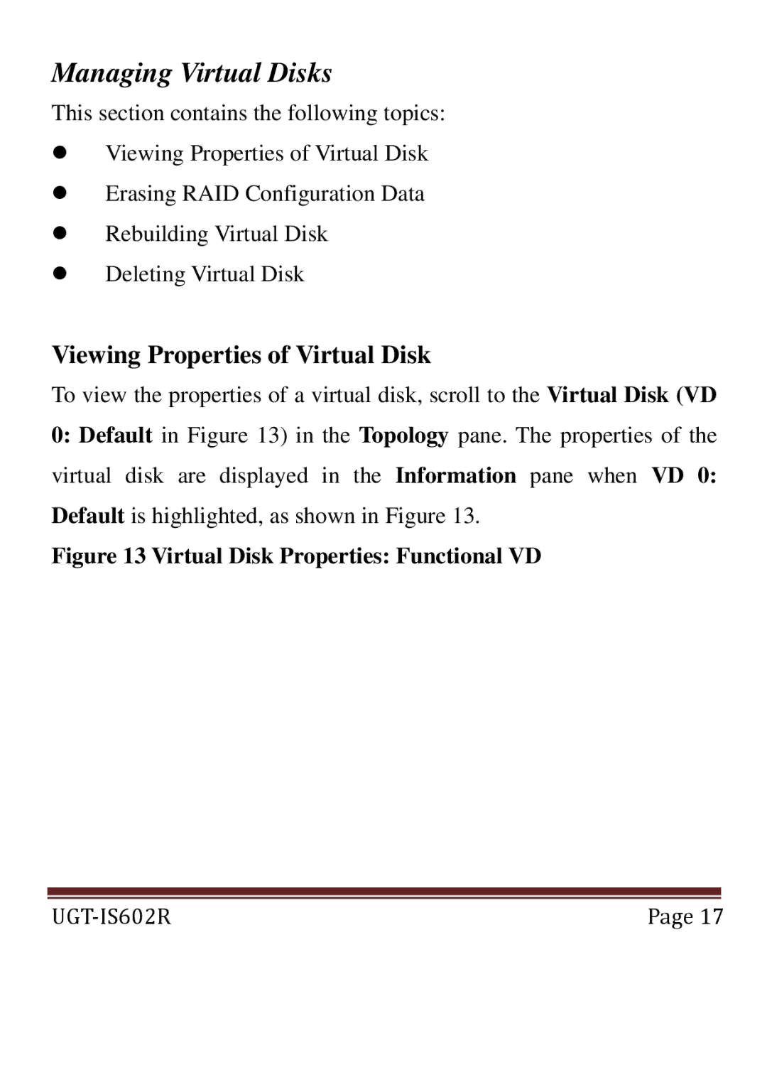 Vantec UGT-IS602R user manual Managing Virtual Disks 