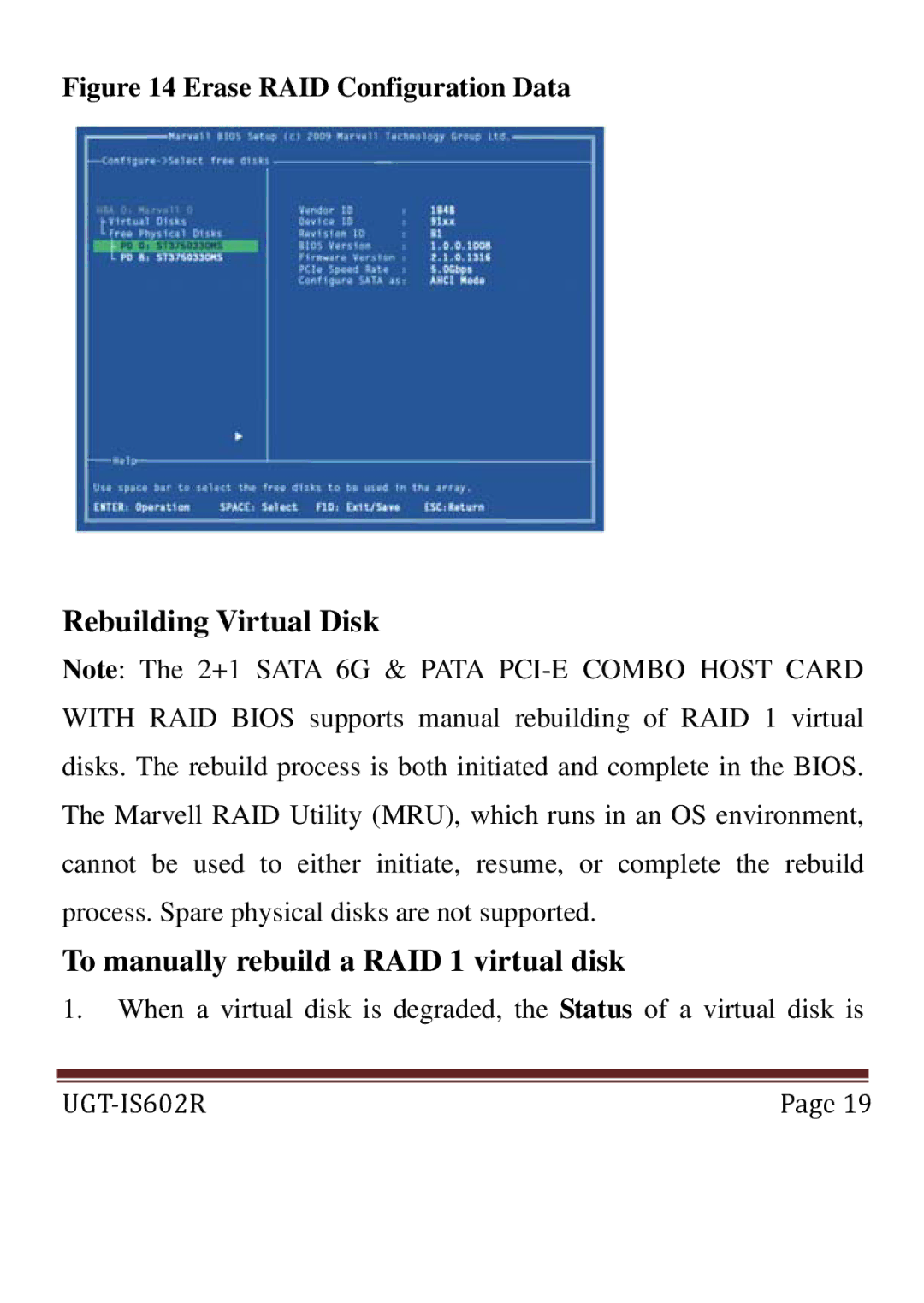 Vantec UGT-IS602R user manual Erase RAID Configuration Data 