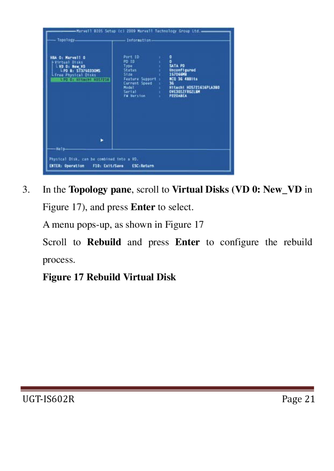 Vantec UGT-IS602R user manual Rebuild Virtual Disk 