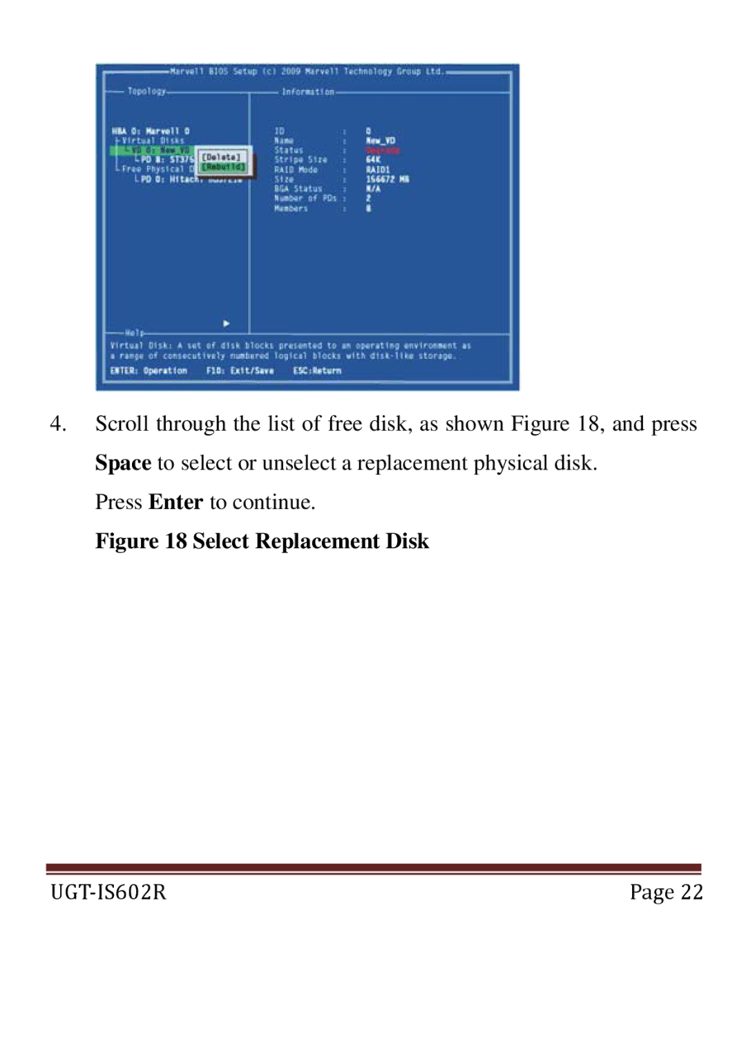 Vantec UGT-IS602R user manual Select Replacement Disk 