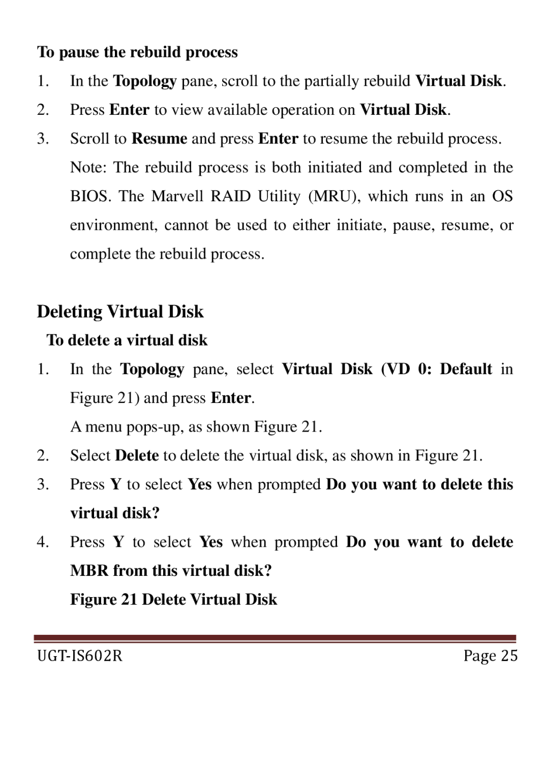 Vantec UGT-IS602R user manual Deleting Virtual Disk 