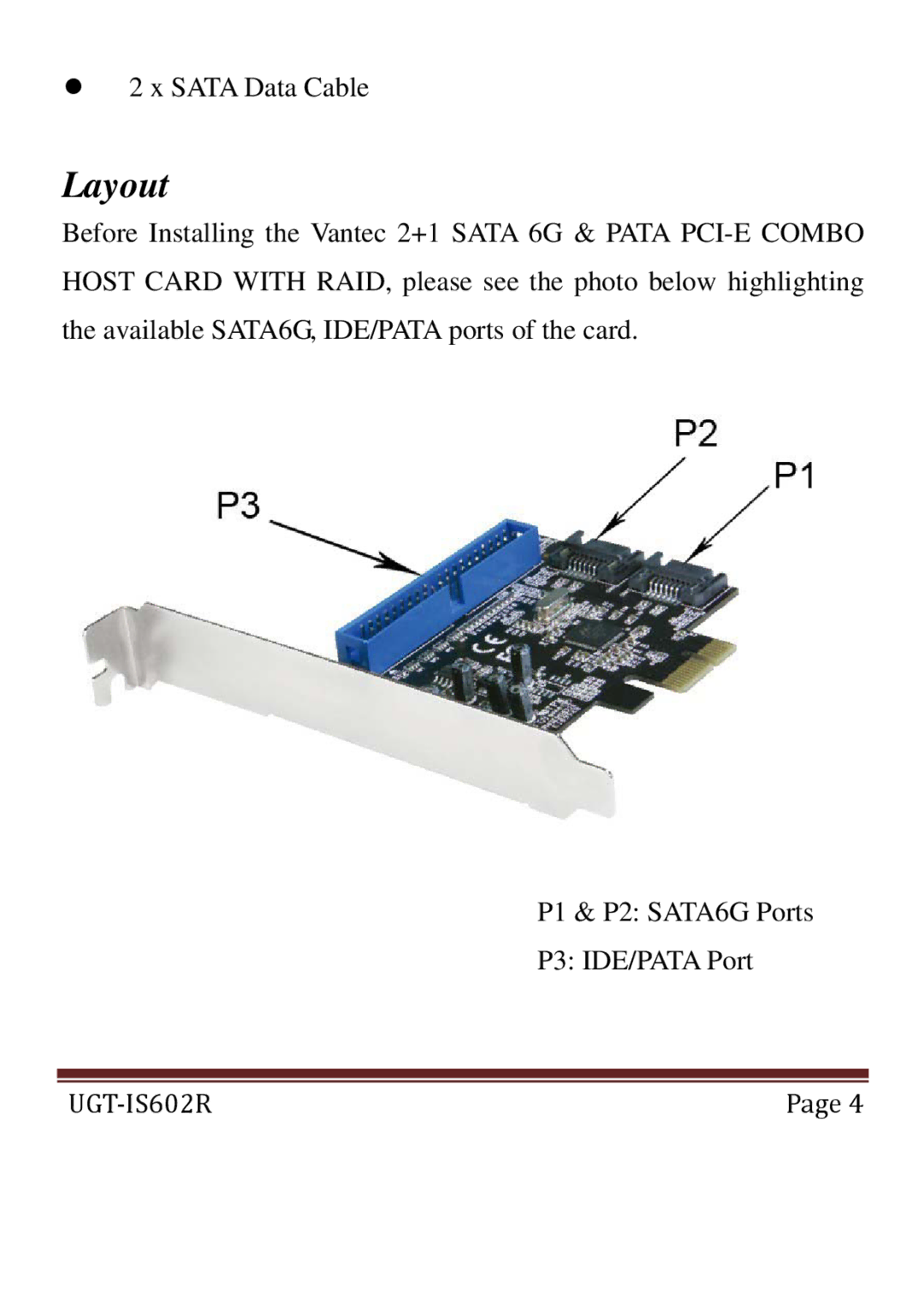 Vantec UGT-IS602R user manual Layout 