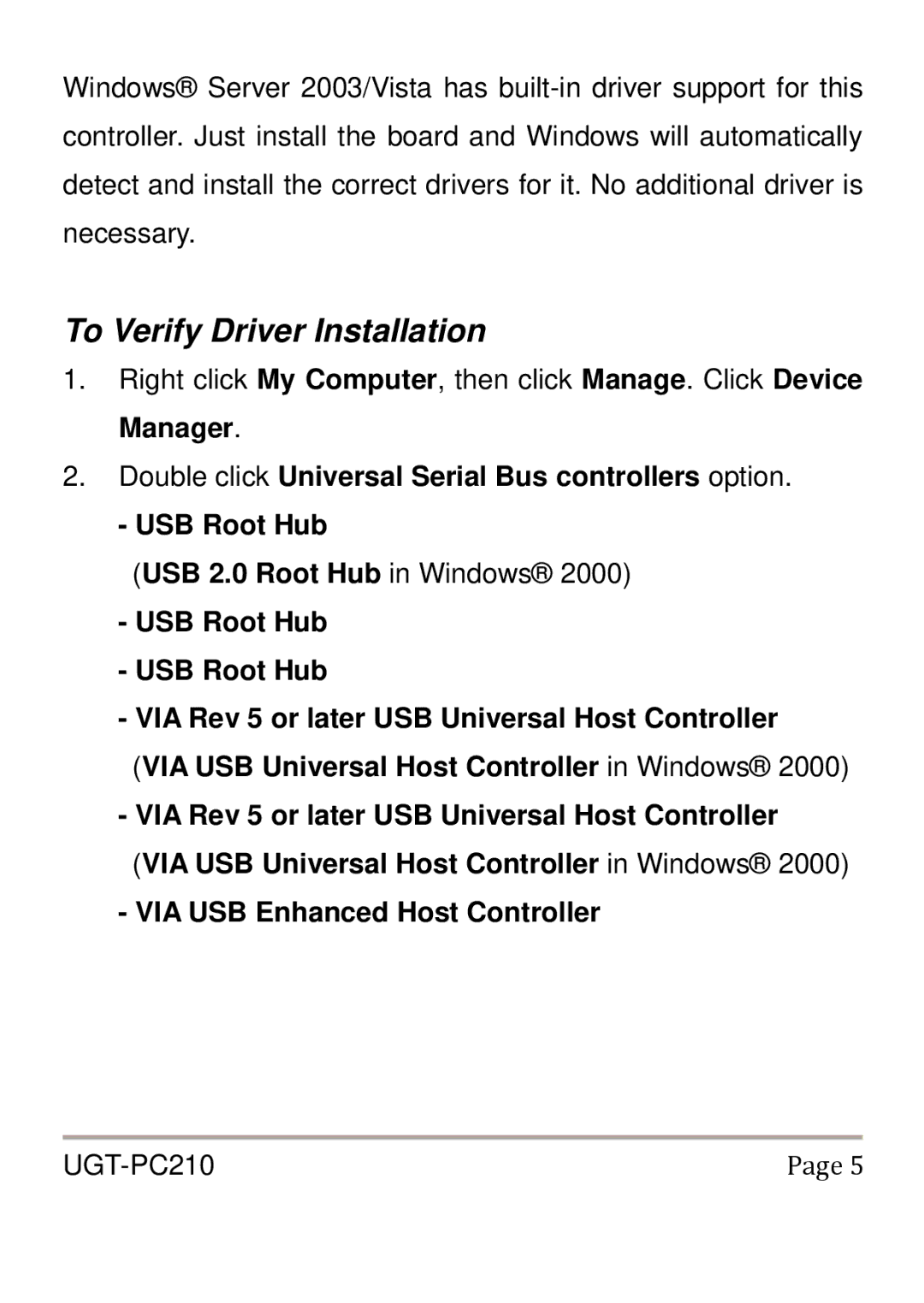 Vantec UGT-PC210 user manual To Verify Driver Installation 