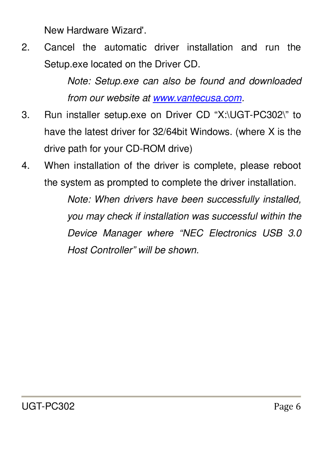 Vantec UGT-PC302 user manual 