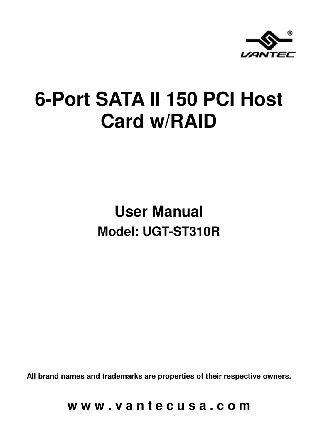 Vantec UGT-ST310R user manual Port Sata II 150 PCI Host Card w/RAID 