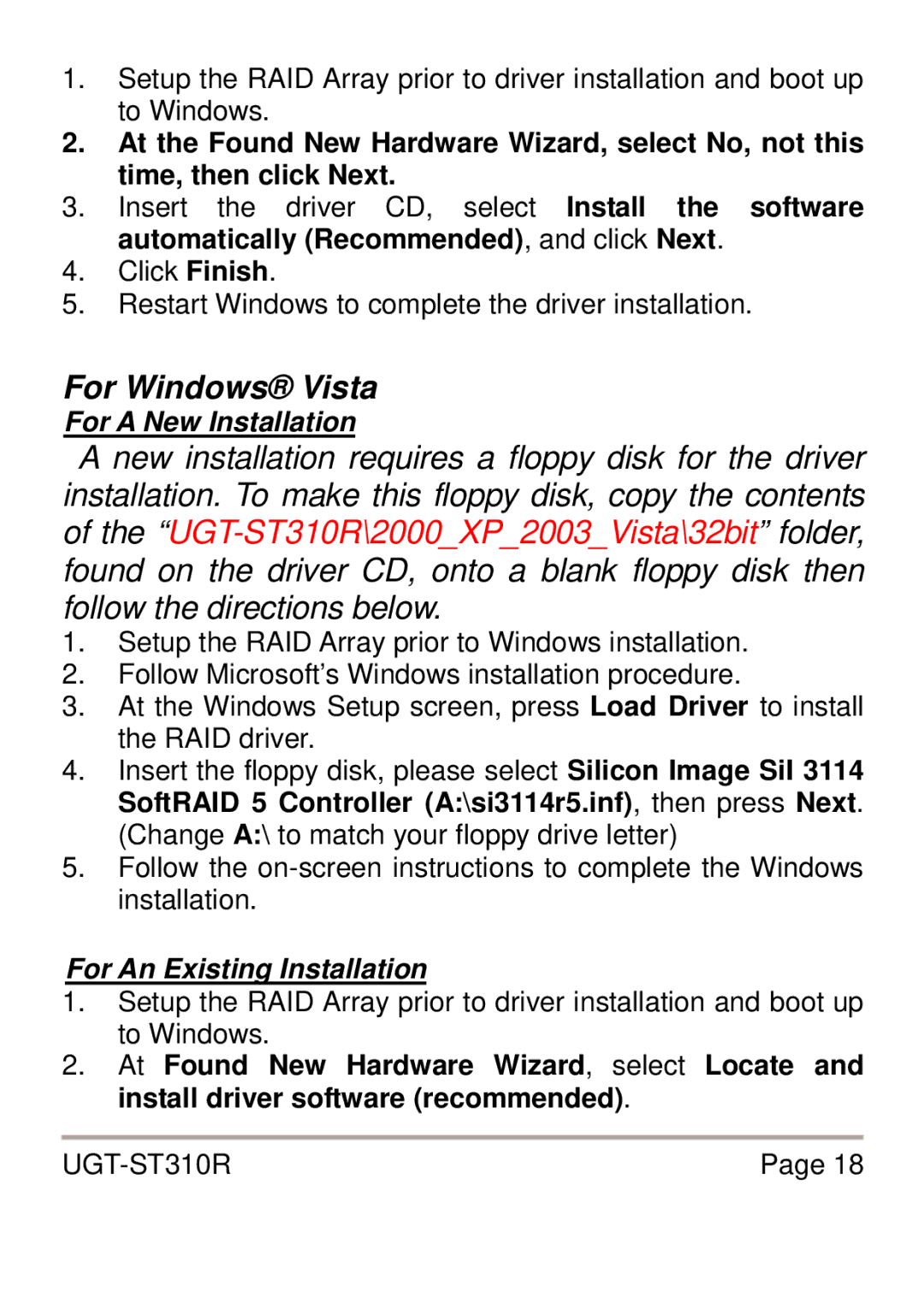 Vantec UGT-ST310R user manual For Windows Vista 