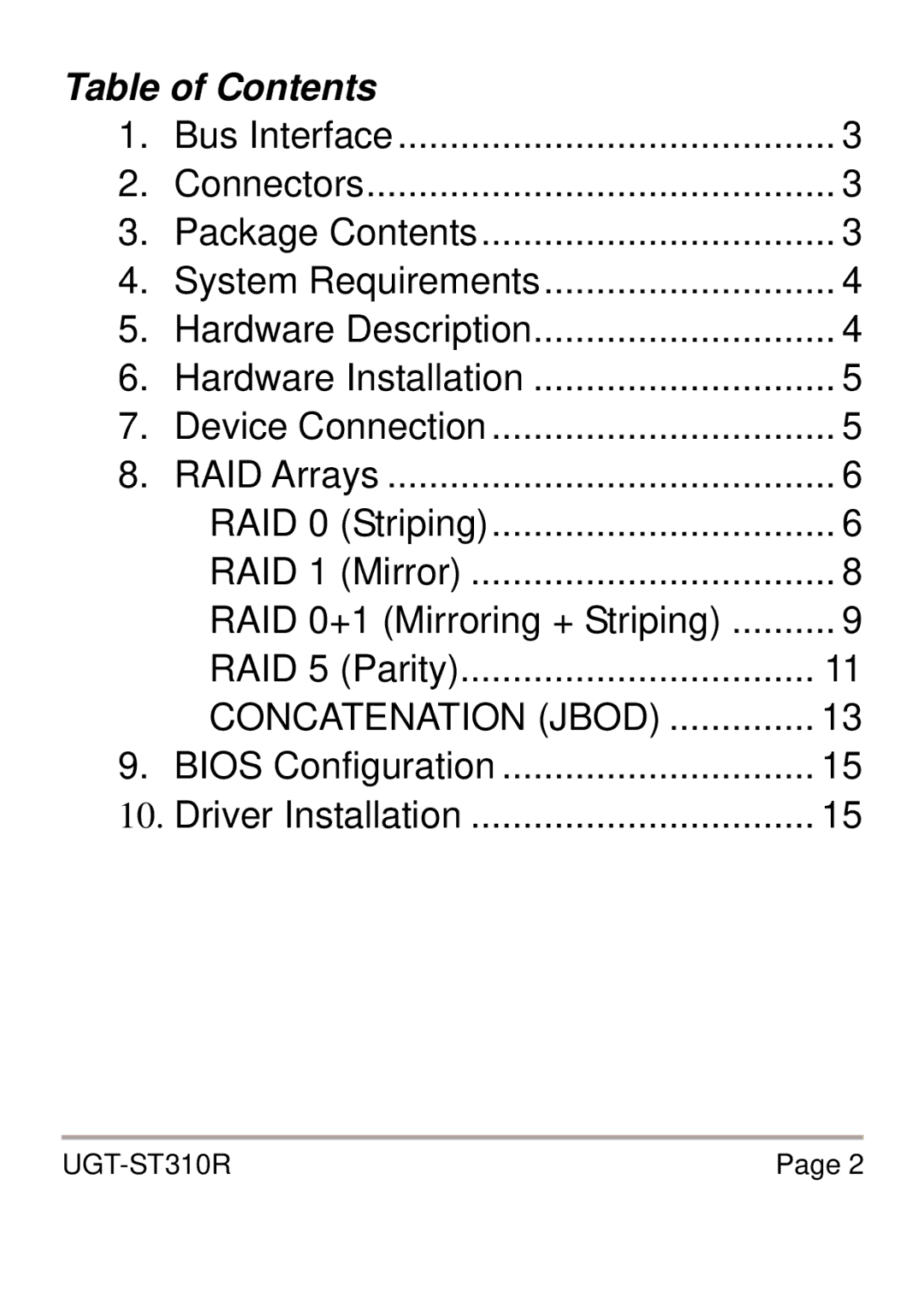 Vantec UGT-ST310R user manual Table of Contents 