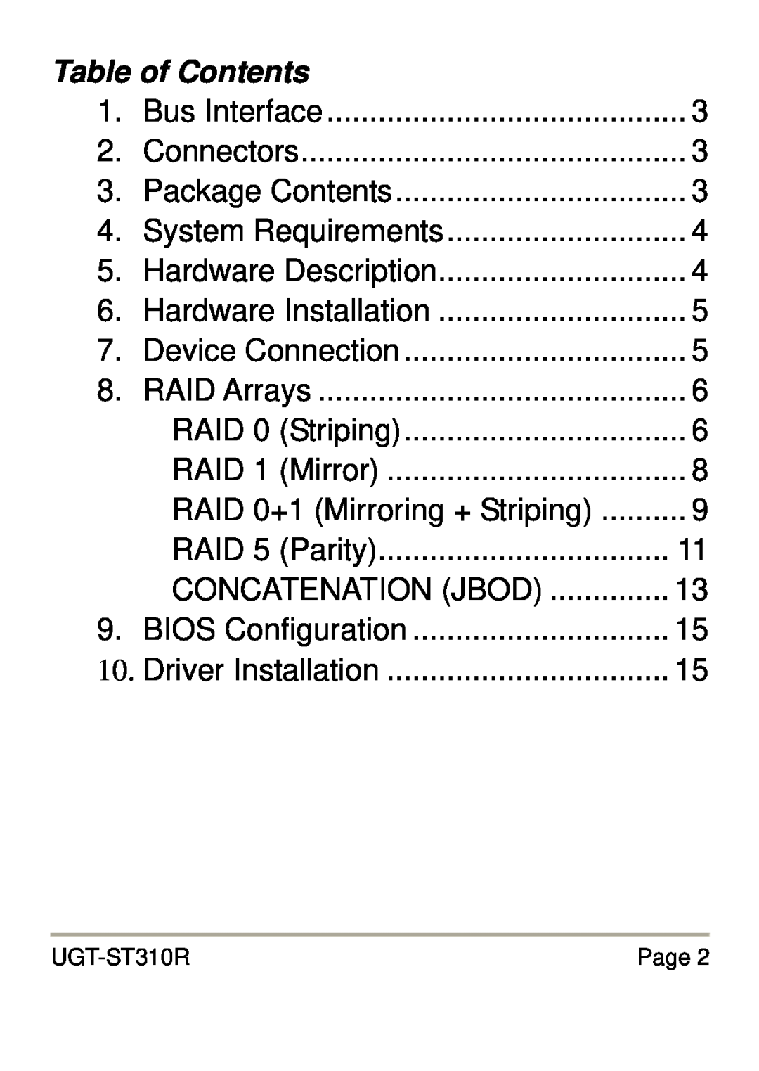 Vantec UGT-ST310R user manual Table of Contents 