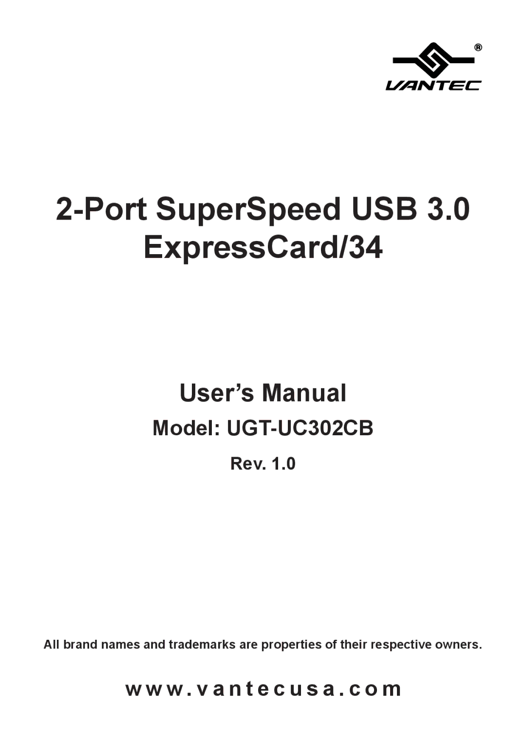 Vantec UGT-UC302CB user manual Port SuperSpeed USB ExpressCard/34 