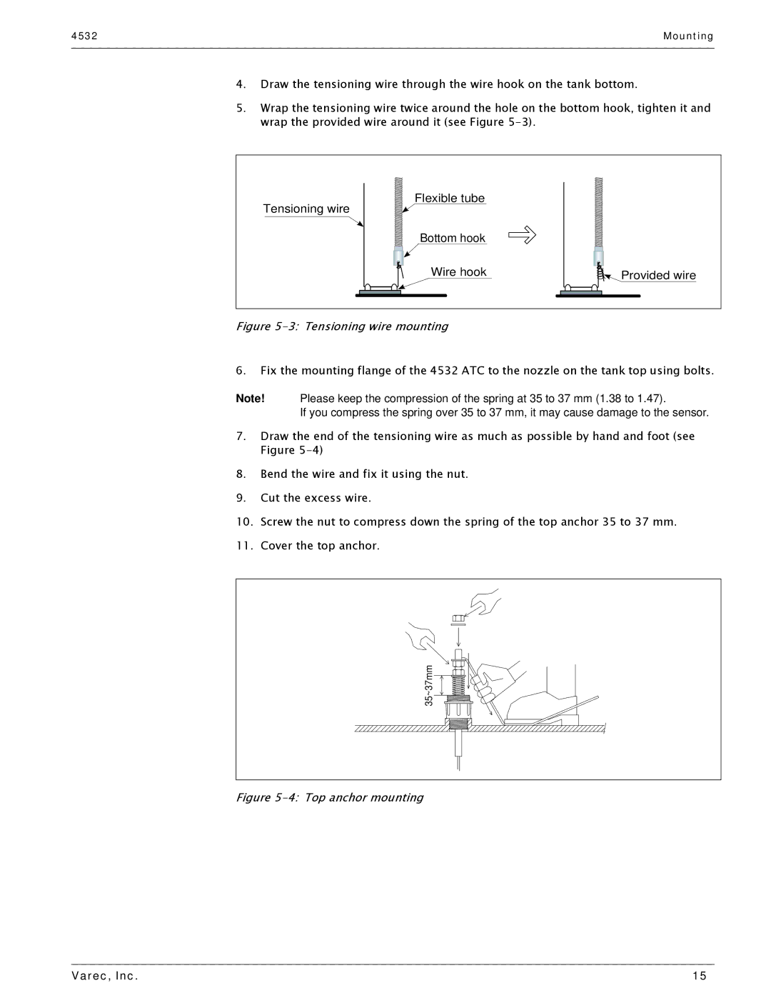 Varec 4532 manual Tensioning wire mounting 