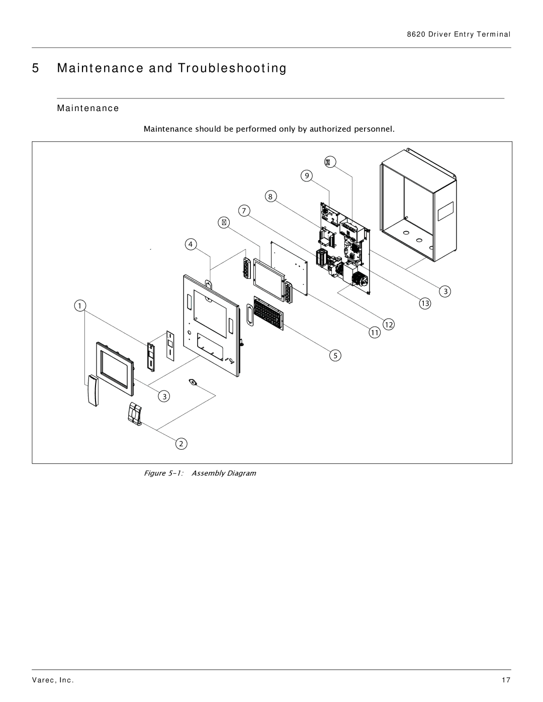 Varec 8620 manual Maintenance and Troubleshooting 