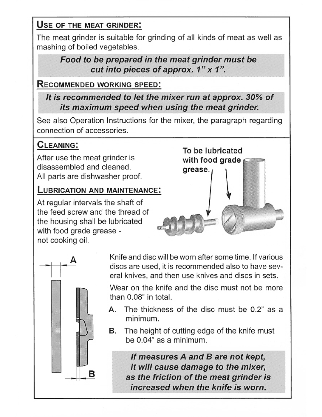 Varimixer 304 manual 