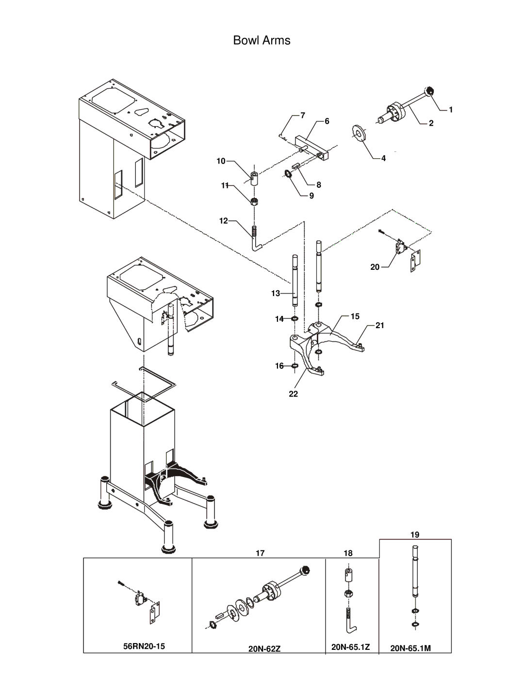 Varimixer J, F manual Bowl Arms 