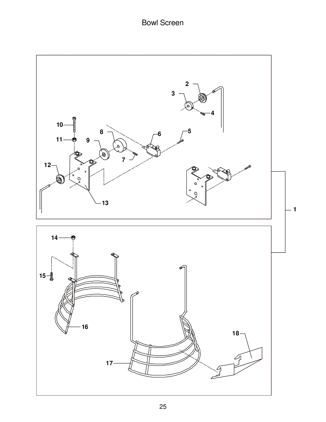 Varimixer J, F manual Bowl Screen 