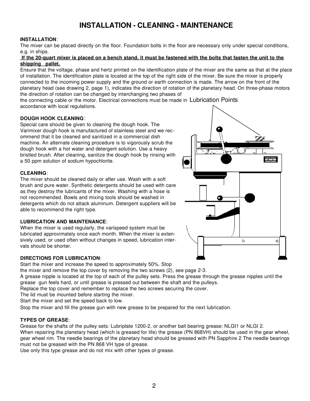 Varimixer F, J manual Installation Cleaning Maintenance 