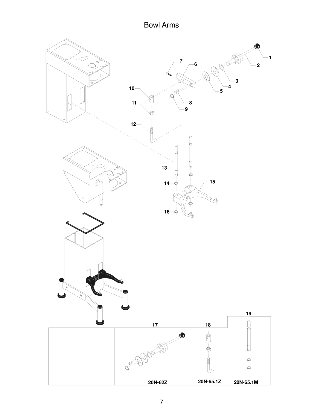 Varimixer W20A, W20F, W20J manual Bowl Arms 