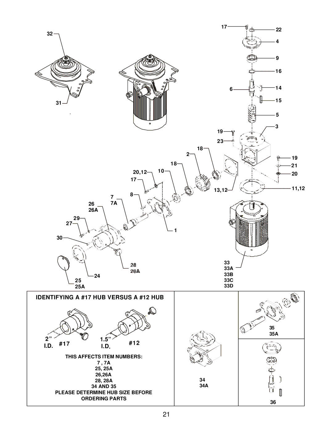 Varimixer W60(A), W60P operation manual Identifying a #17 HUB Versus a #12 HUB 