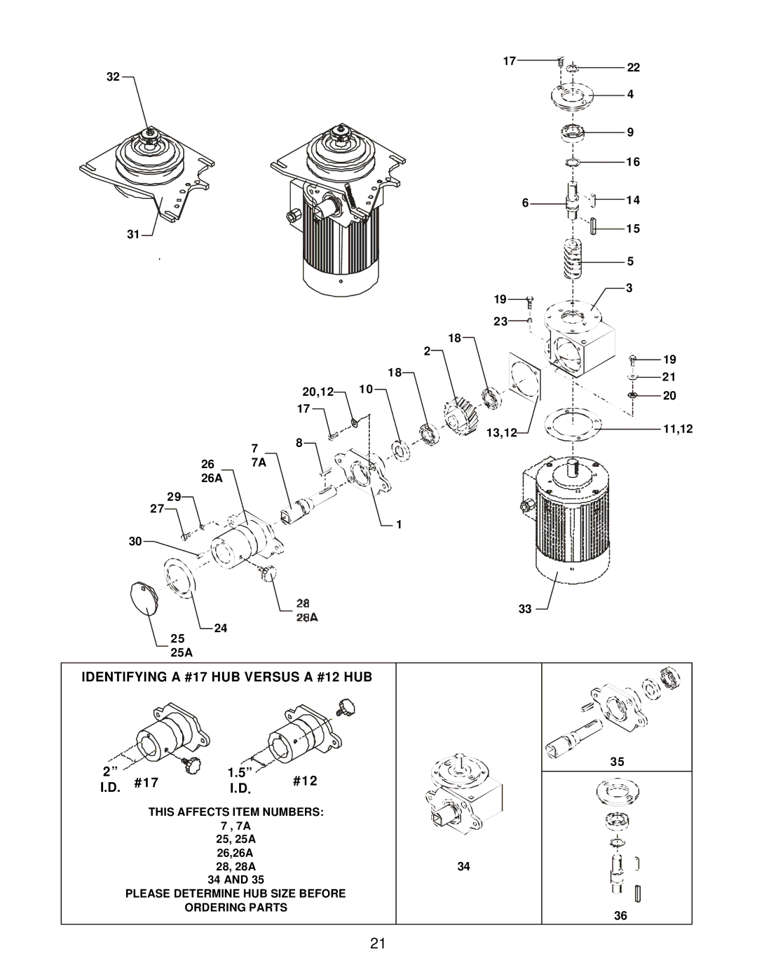 Varimixer W40(A), W60P, W40P, W30(A), W60(A) operation manual Identifying a #17 HUB Versus a #12 HUB 