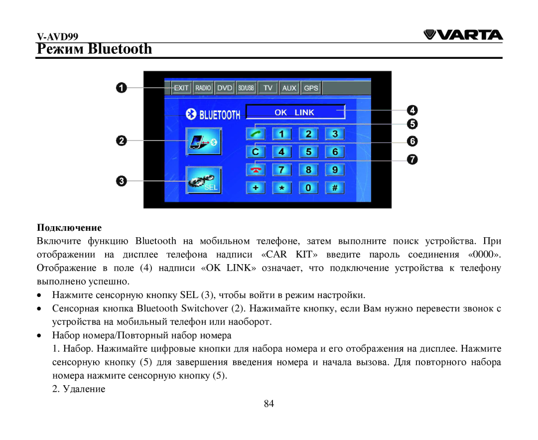 Varta V-AVD99 instruction manual Ρеим Bluetooth, Пοдключение 