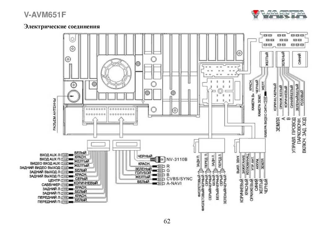 Varta V-AVM651F instruction manual Электрические соединения 