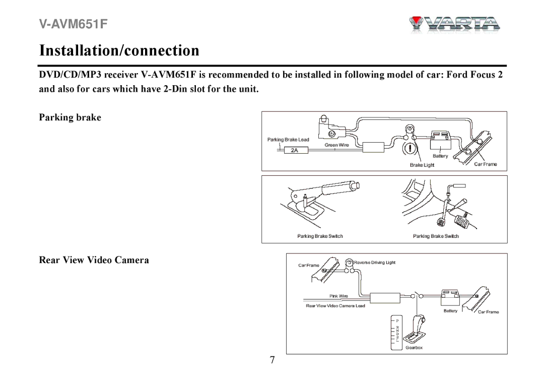 Varta V-AVM651F instruction manual Installation/connection 