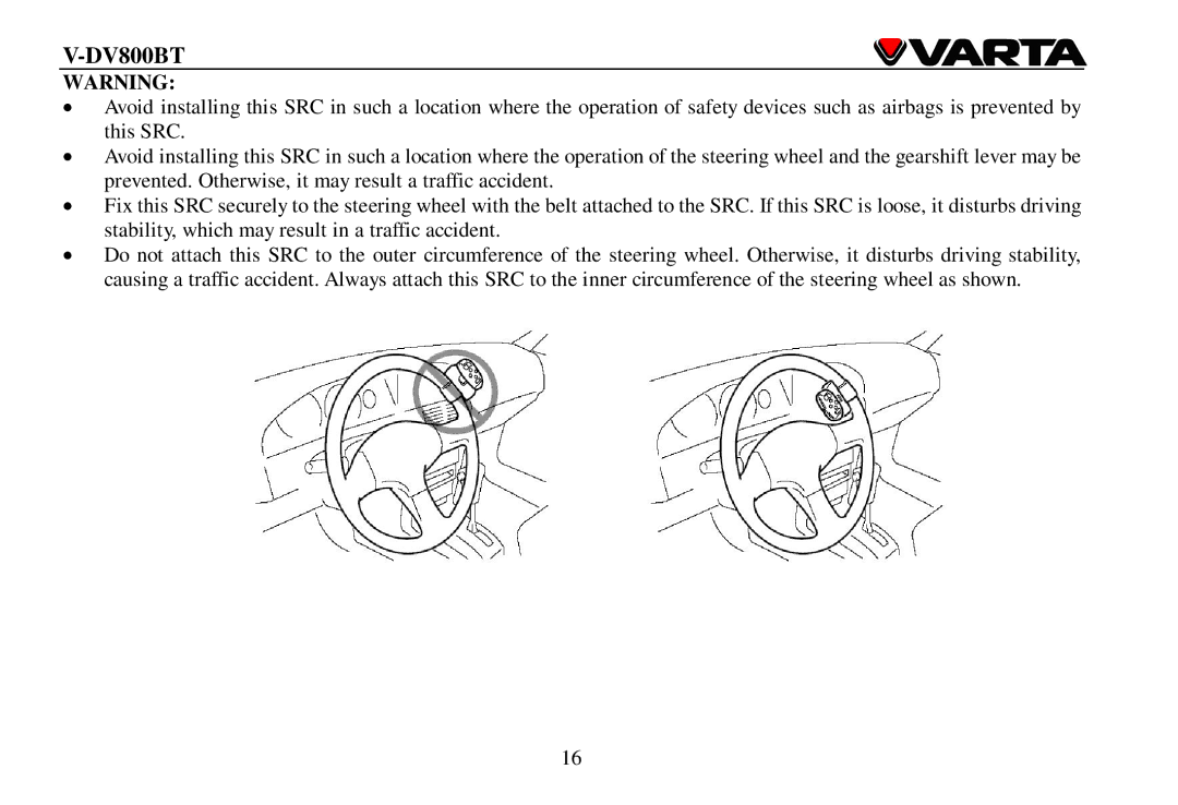 Varta V-DV800BT instruction manual 