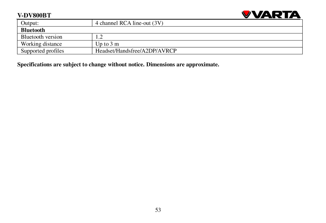 Varta V-DV800BT instruction manual Bluetooth 