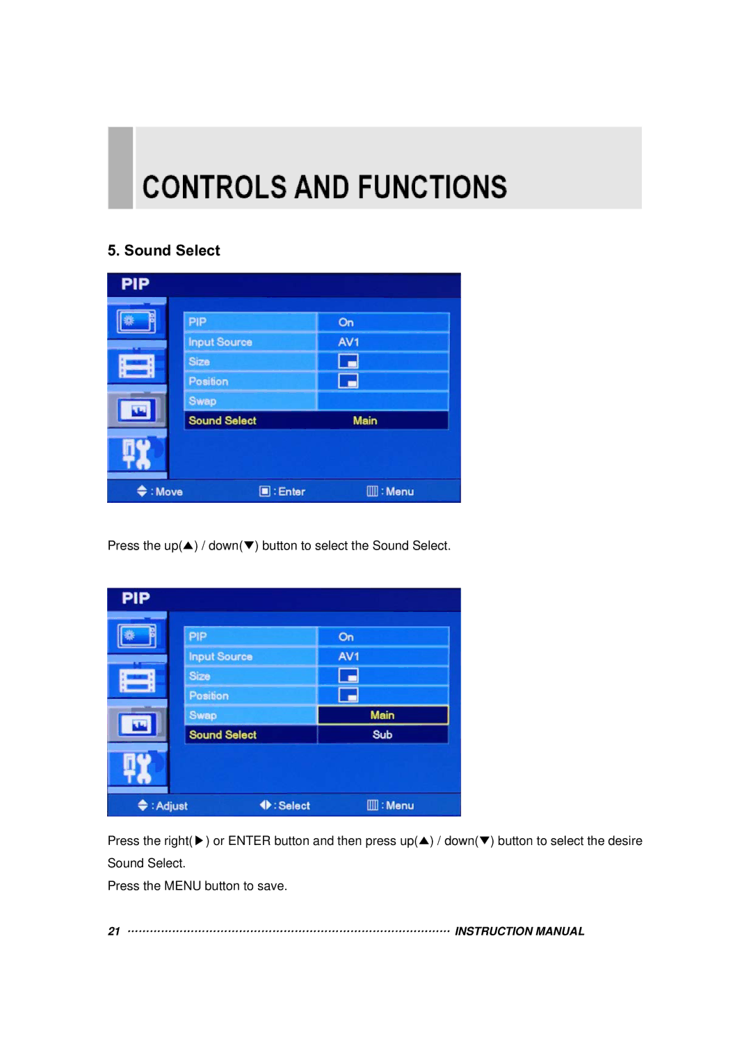 Vax 17RTC manual Sound Select 