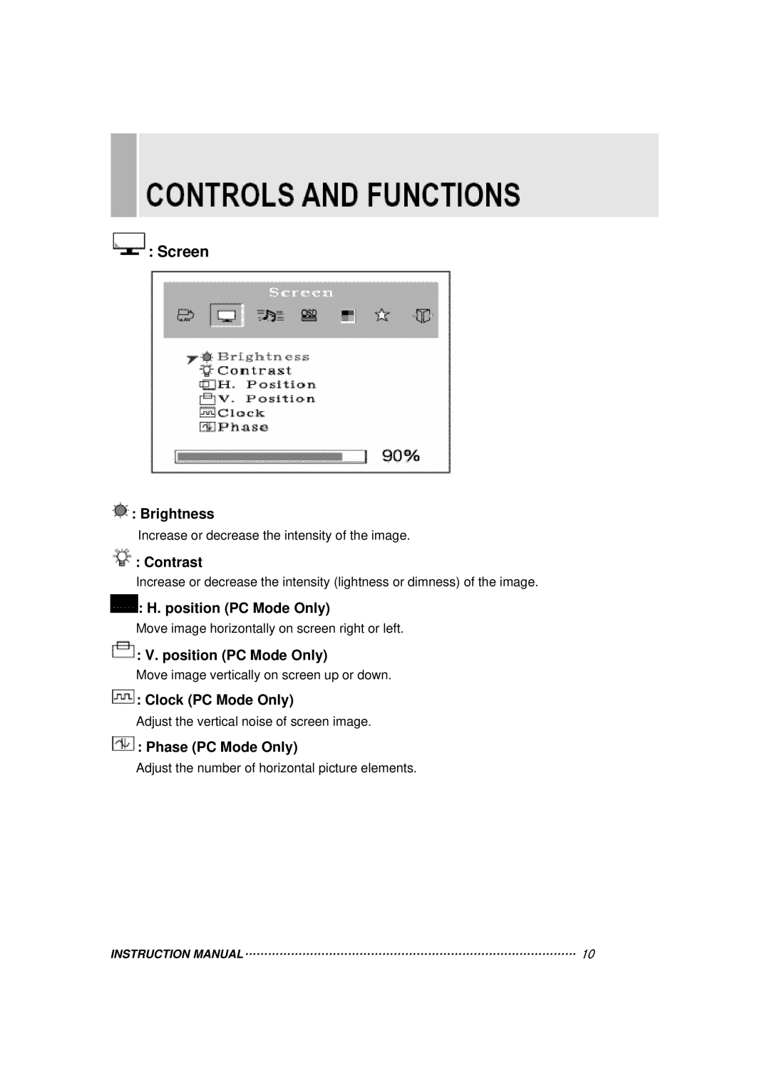 Vax 20RTC instruction manual Screen 