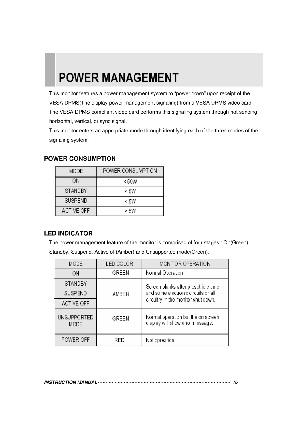 Vax 20RTC instruction manual Power Consumption LED Indicator 