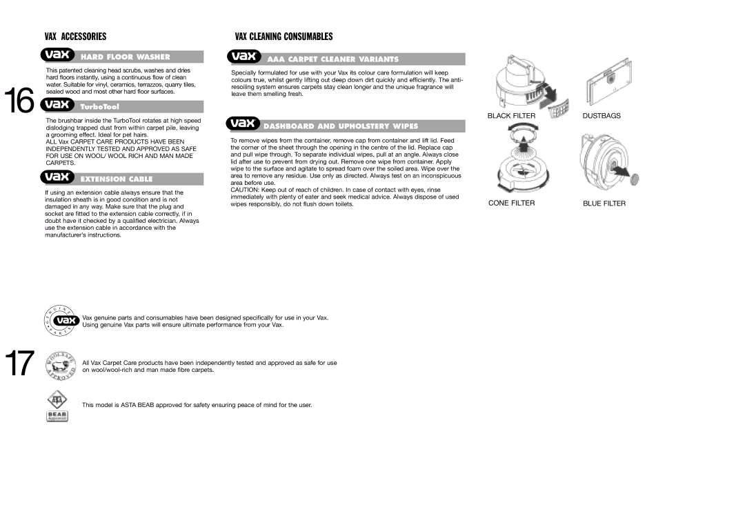 Vax 6135 manual VAX Accessories 