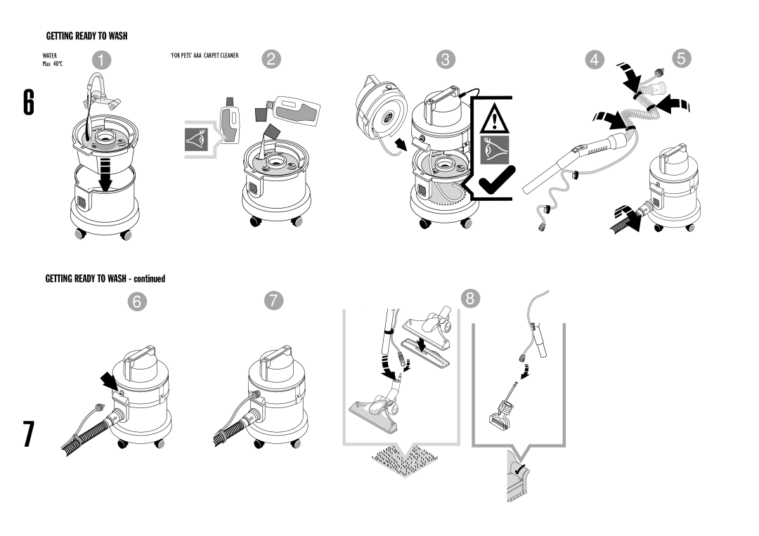 Vax 6140 manual Getting Ready to Wash 