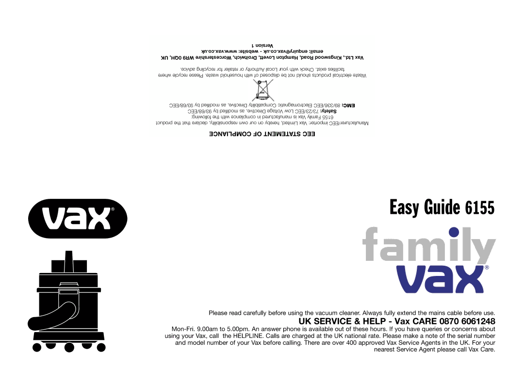 Vax 6155 manual Easy Guide 