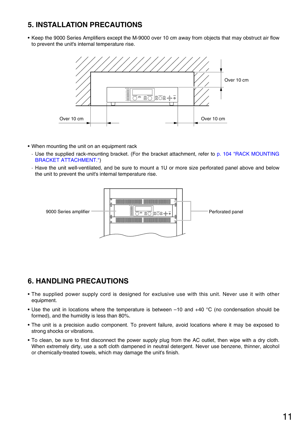 Vax M-9000 operating instructions Installation Precautions, Handling Precautions 