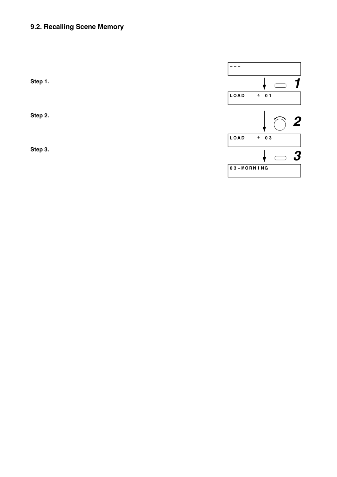 Vax M-9000 operating instructions Recalling Scene Memory 