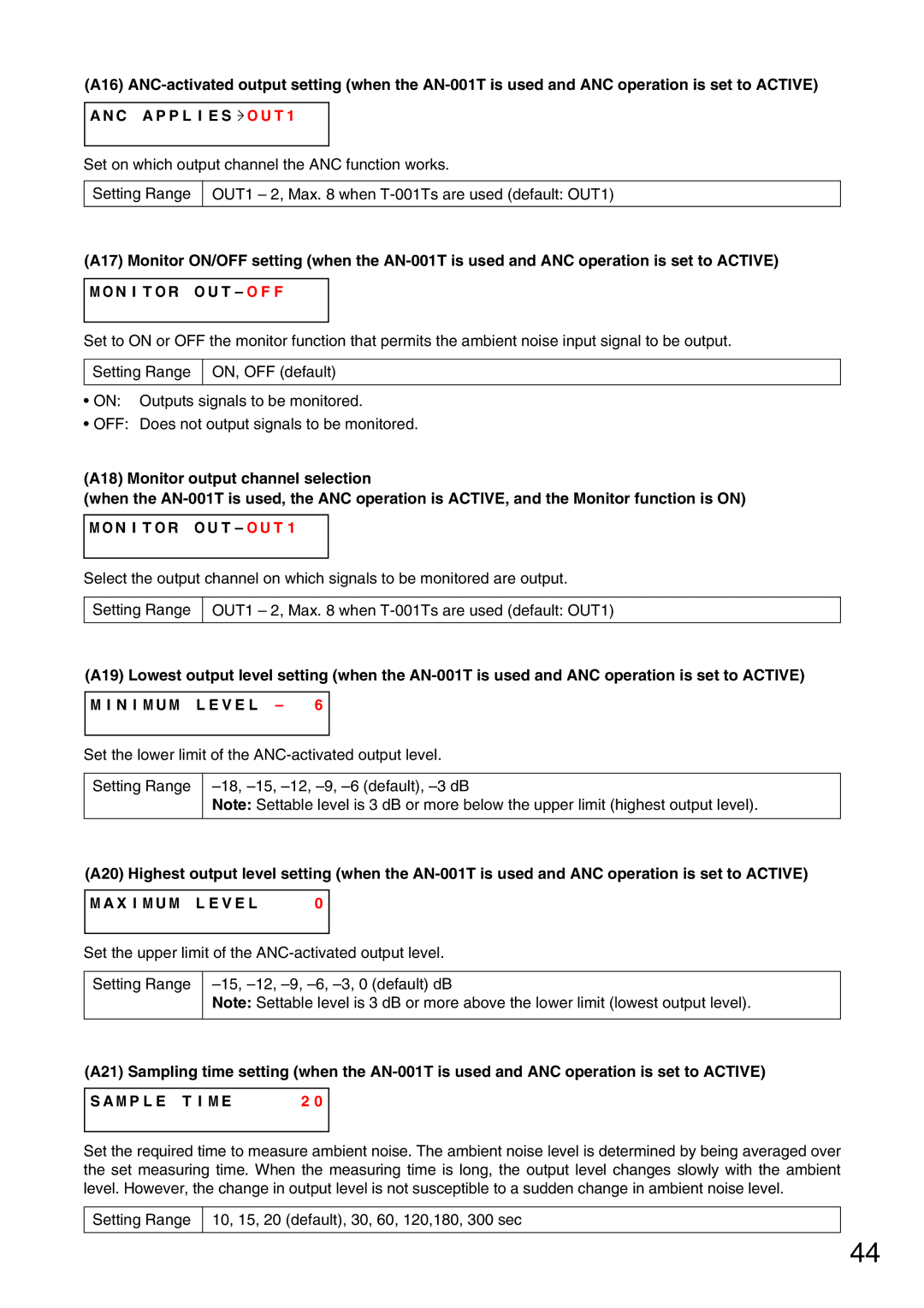 Vax M-9000 operating instructions X I M U M L E V E L, M P L E T I M E 