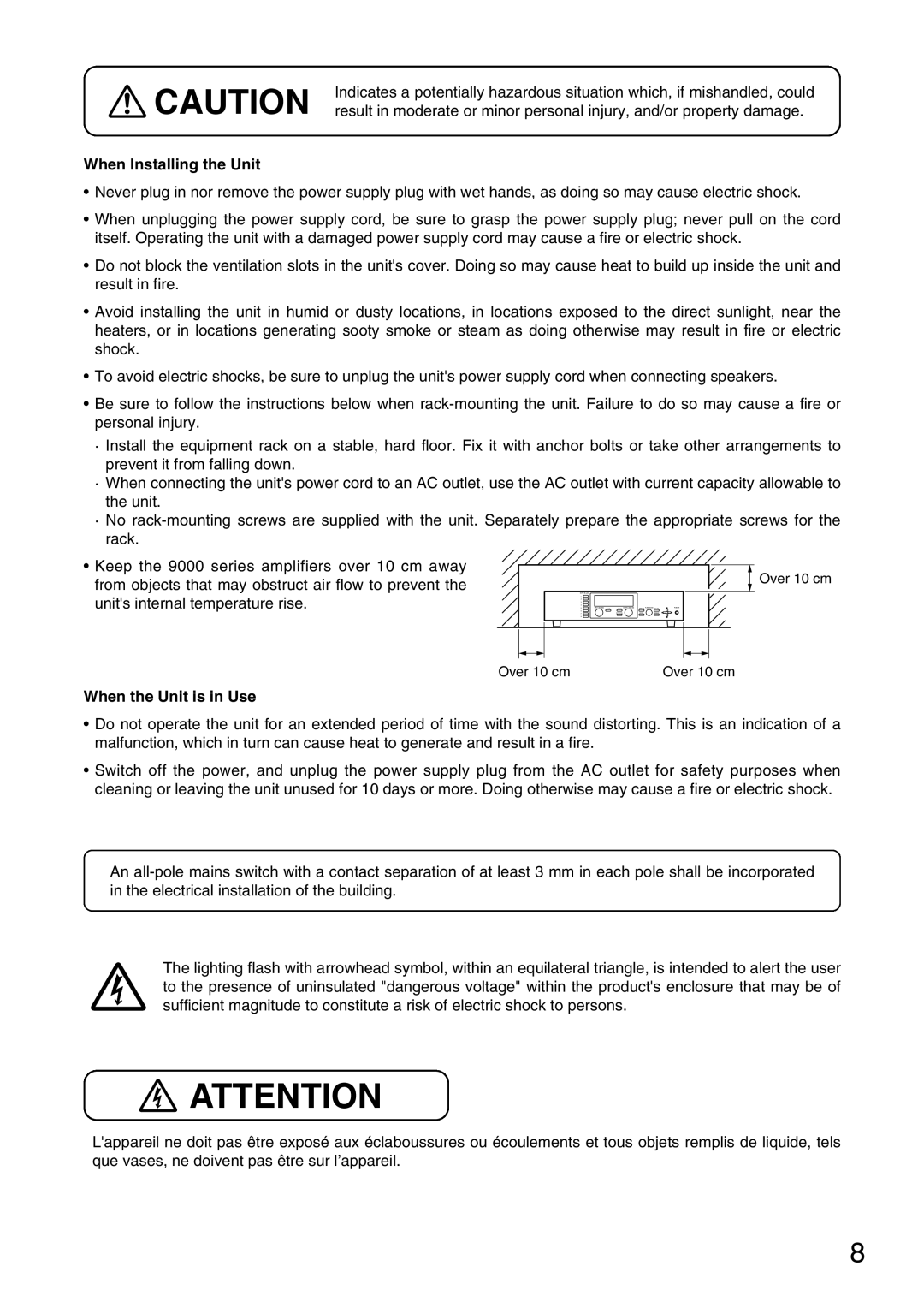 Vax M-9000 operating instructions Over 10 cm 