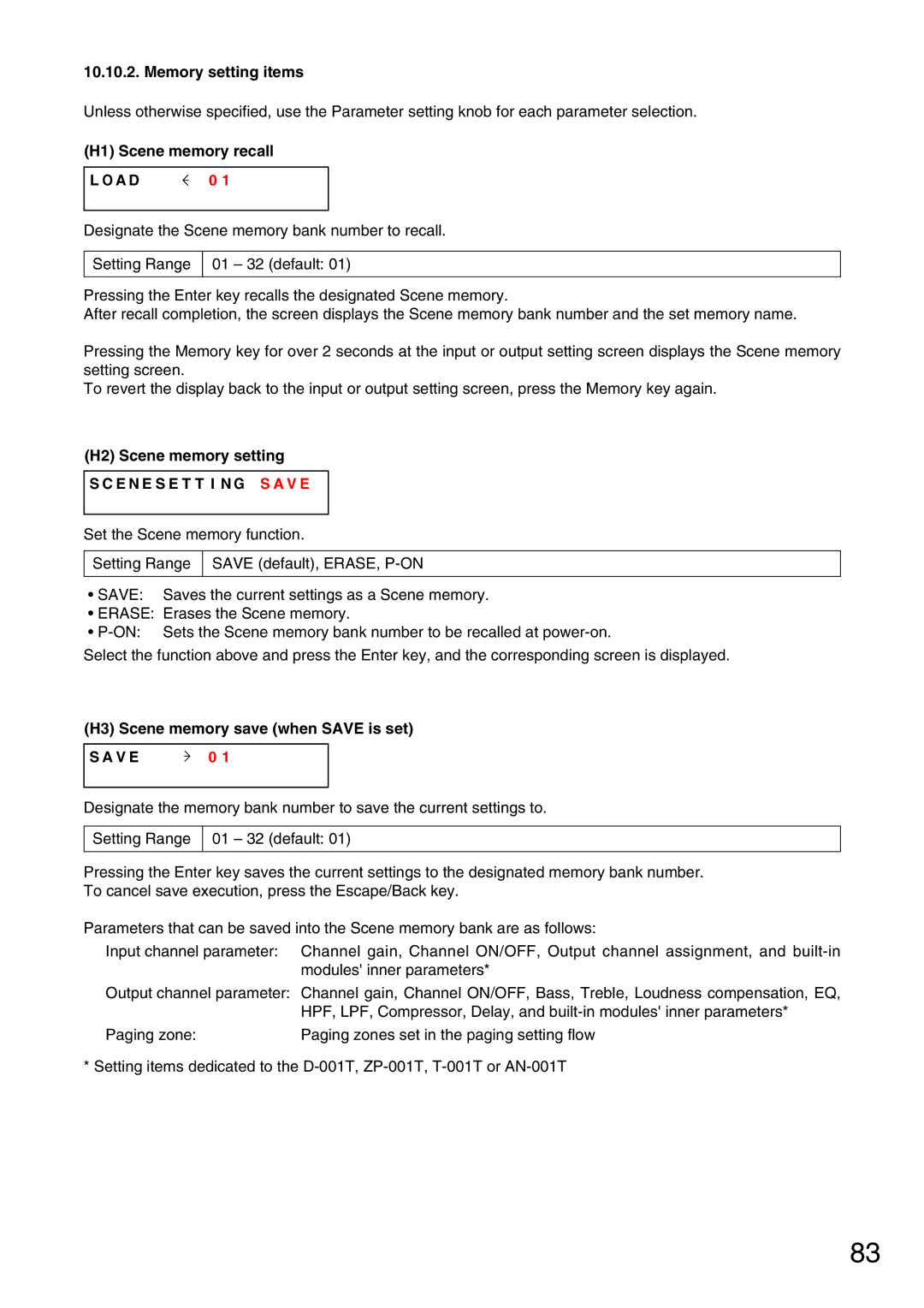 Vax M-9000 operating instructions A D, E N E S E T T I N G S a V E 