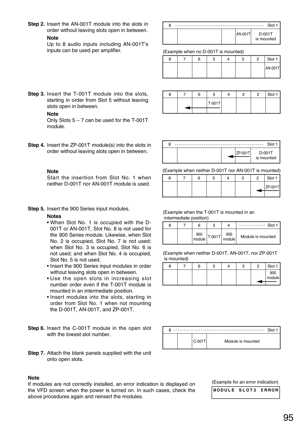 Vax M-9000 operating instructions Insert the C-001T module in the open slot 