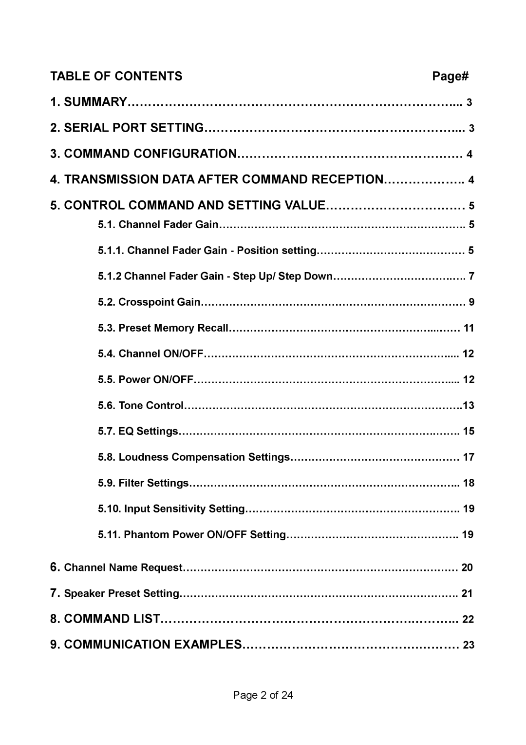 Vax RS 232C manual Table of Contents 