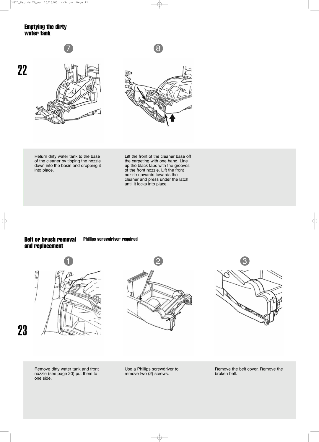 Vax VO27 manual Replacement 