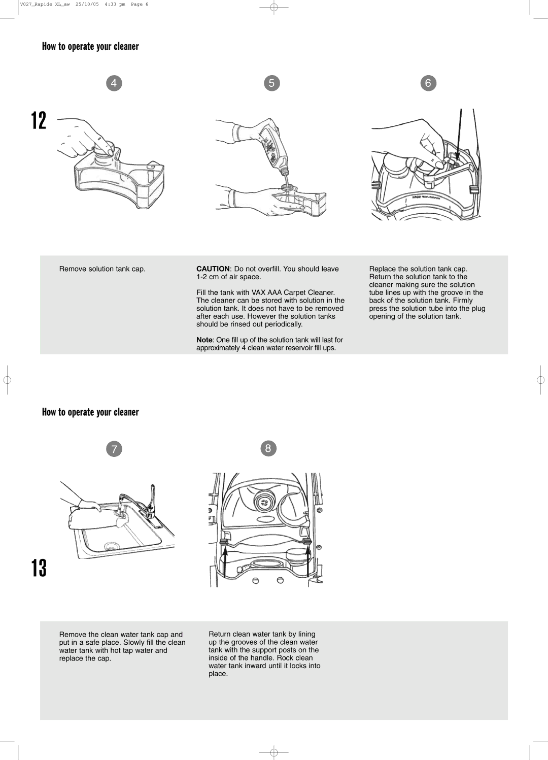 Vax VO27 manual How to operate your cleaner 