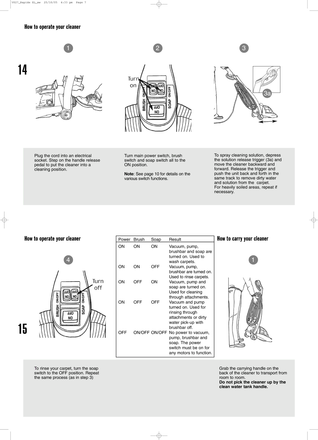 Vax VO27 manual How to carry your cleaner 