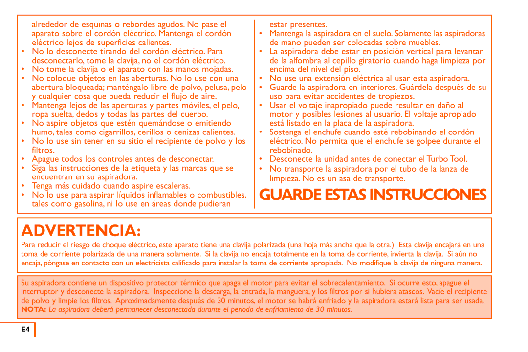 Vax X3 owner manual Advertencia 