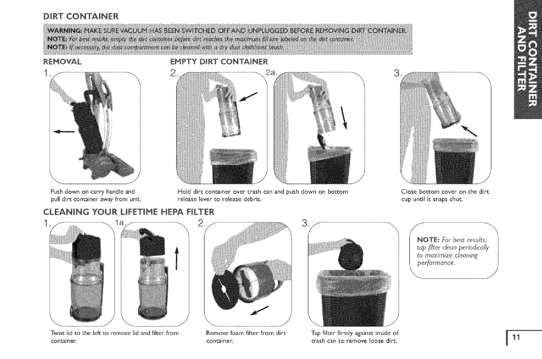 Vax X5 owner manual Empty Dirt Container 