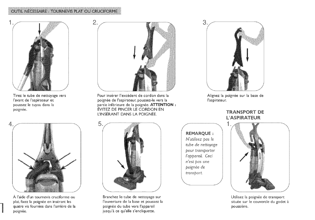 Vax X5 owner manual Transport DE, Iaspirateur 