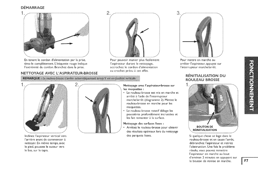 Vax X5 owner manual Rentwalisation DU Rouleau Brosse, REINITIALfSATiON 