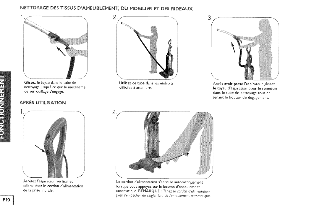 Vax X5 owner manual Nettoyage DES Tissus DAMEUBLEMENT, DU Mobmlier ET DES Rdeaux, Apres Utlsaton 