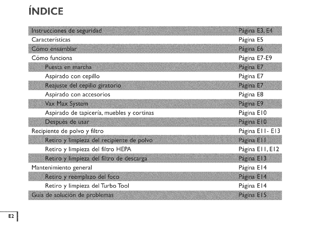 Vax X5 owner manual Indice 