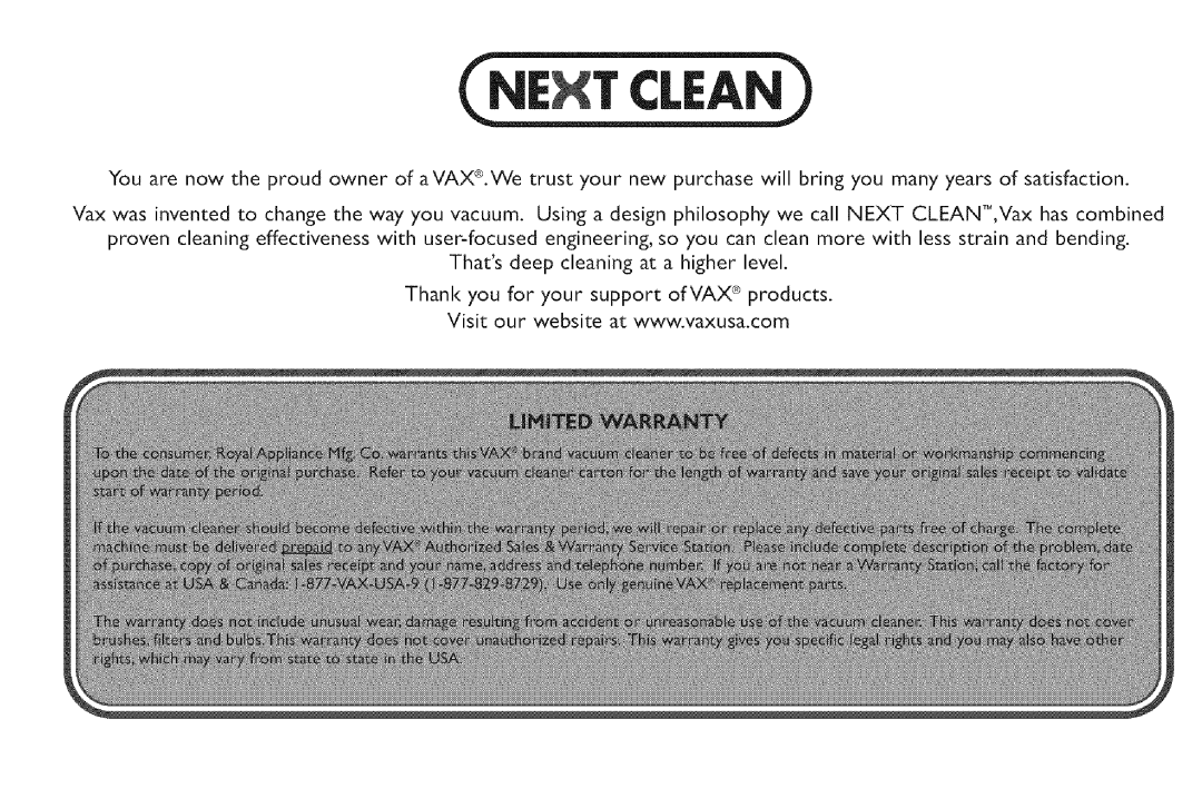Vax X5 owner manual Thats deep cleaning at a higher level, Thank you for your support ofVAX products 